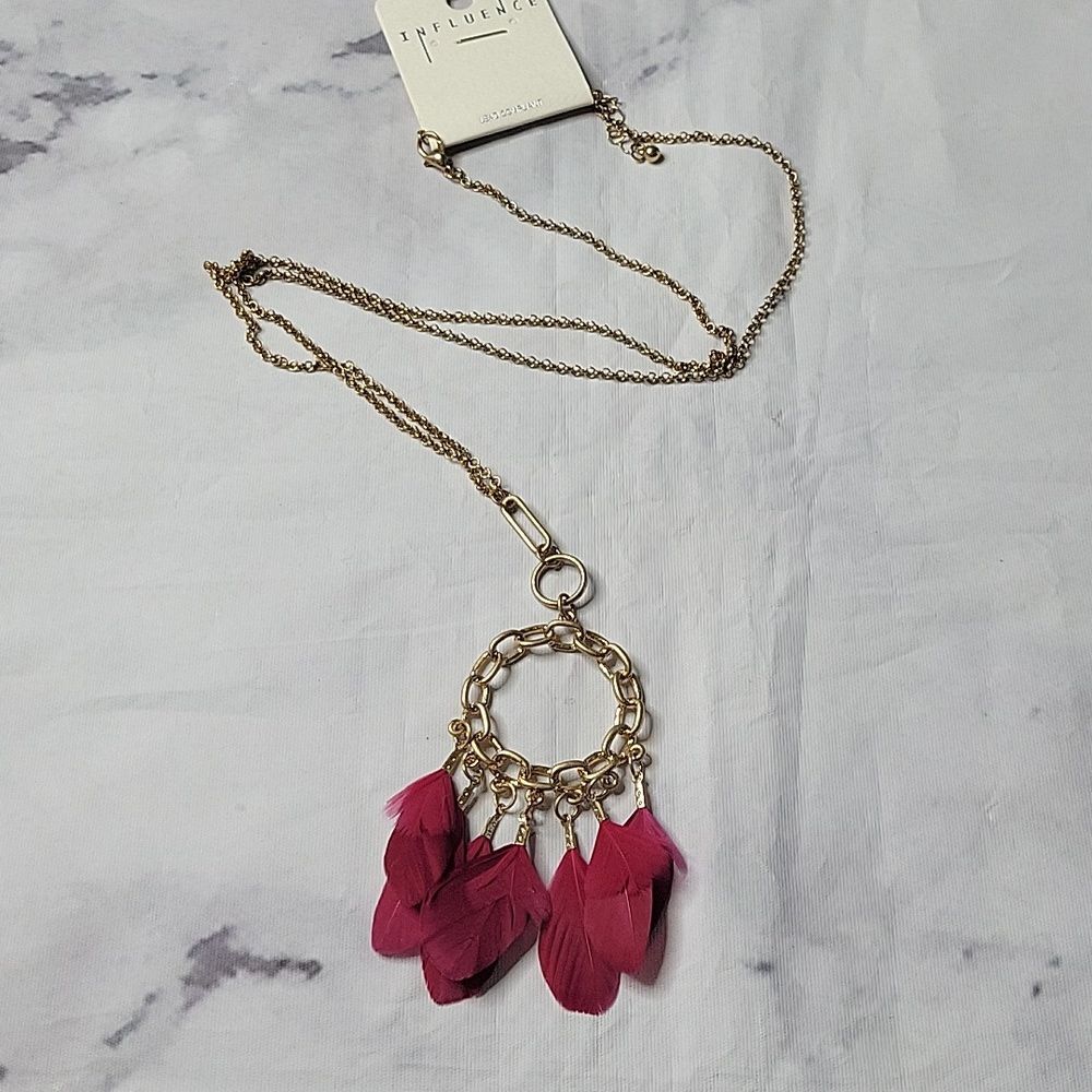 Influence Gold Feather Tassel necklace